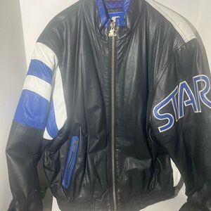 Vtg starter 90s color block leather jacket